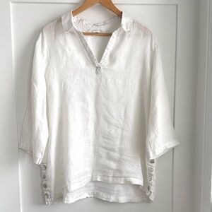 Sigrid Olsen Linen Shirt Tunic Size 1X